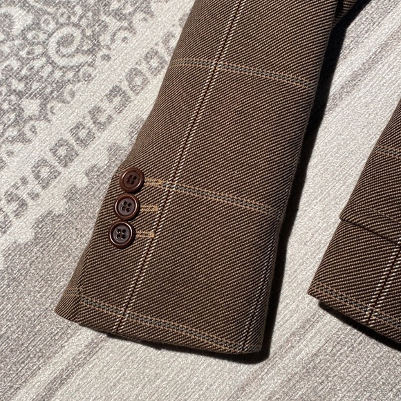 Massimo Dutti Wool Brown Plaid Blazer - Picture 4 of 16